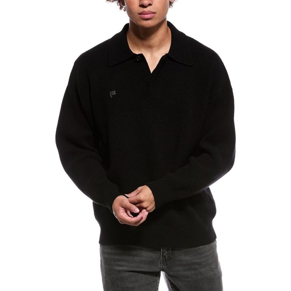 Pangaia Mens  Cashmere & Wool-Blend Turtleneck Sweater, Black